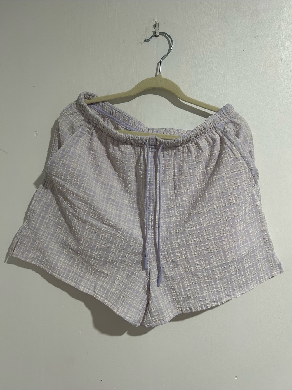 NWT Lululemon Seersucker Check MR Pull-On Short 3" Lavender Lilac Size XS